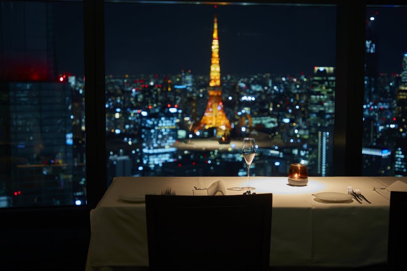 Breathtaking Tokyo skyline panoramic view from Fish Bank restaurant 41F